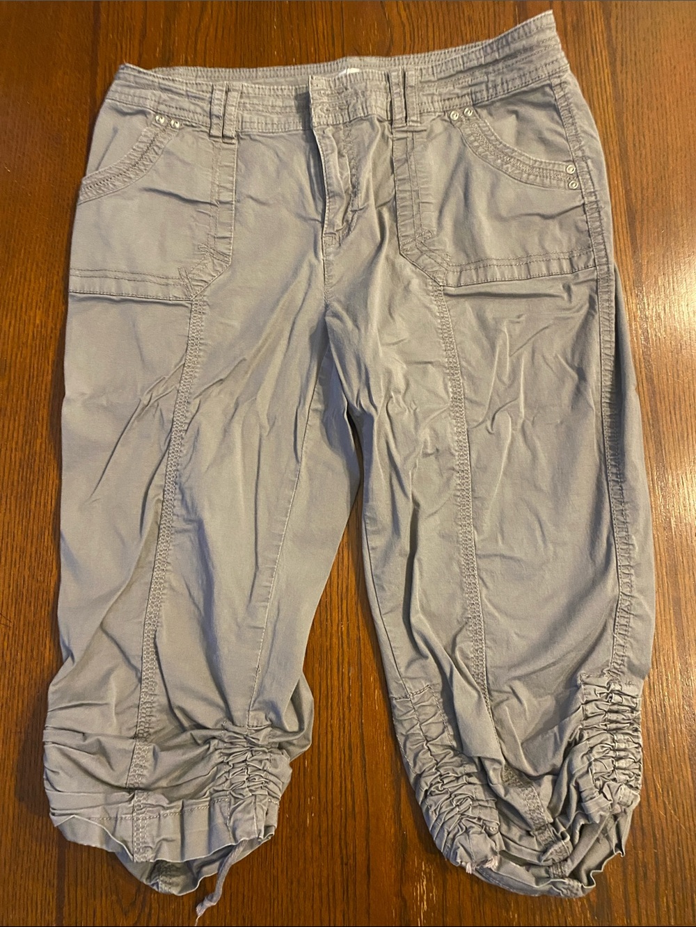 Ricki's Light Gray Women's Cargo Capris with Ruched Hem